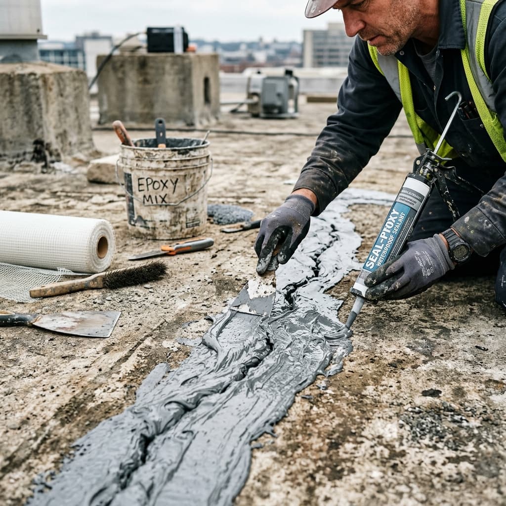 معالجة تشققات السطح بمادة الايبوكسي بنجران