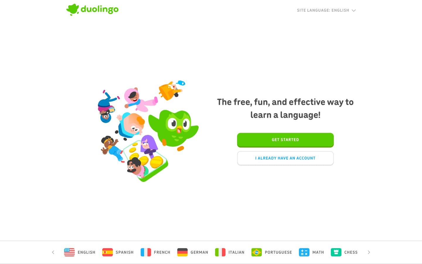 معاينة تصميم موقع Duolingo
