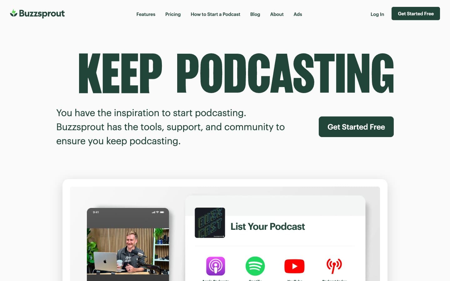 معاينة تصميم موقع Free Podcast Hosting