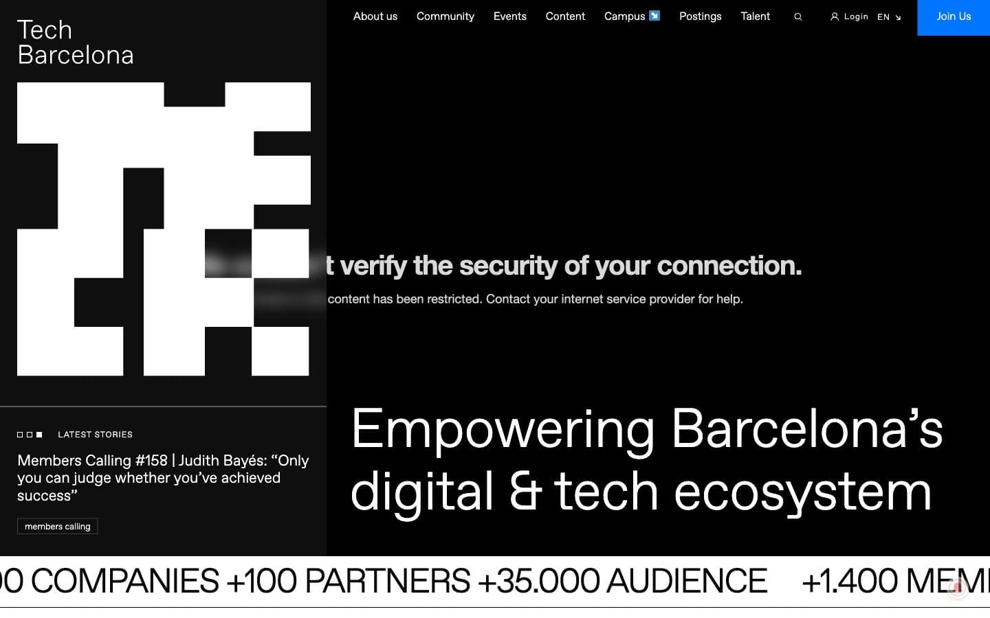 معاينة تصميم موقع Tech Barcelona