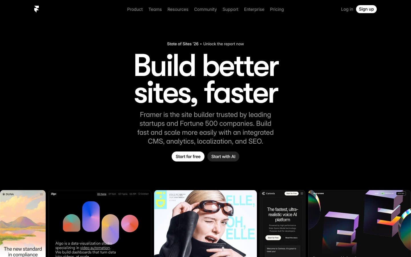 معاينة تصميم موقع Framer