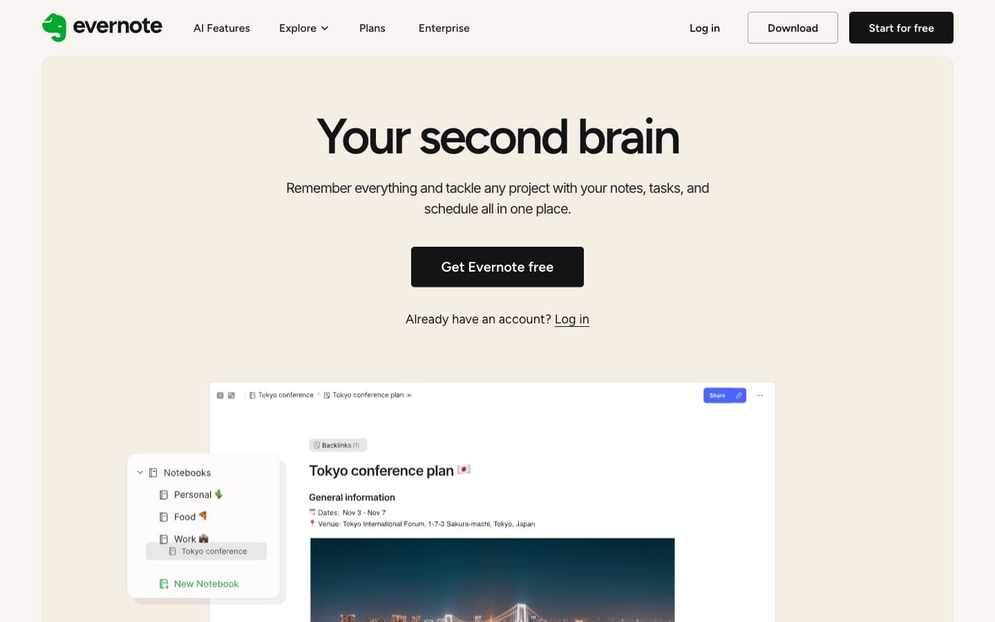 معاينة تصميم موقع Evernote
