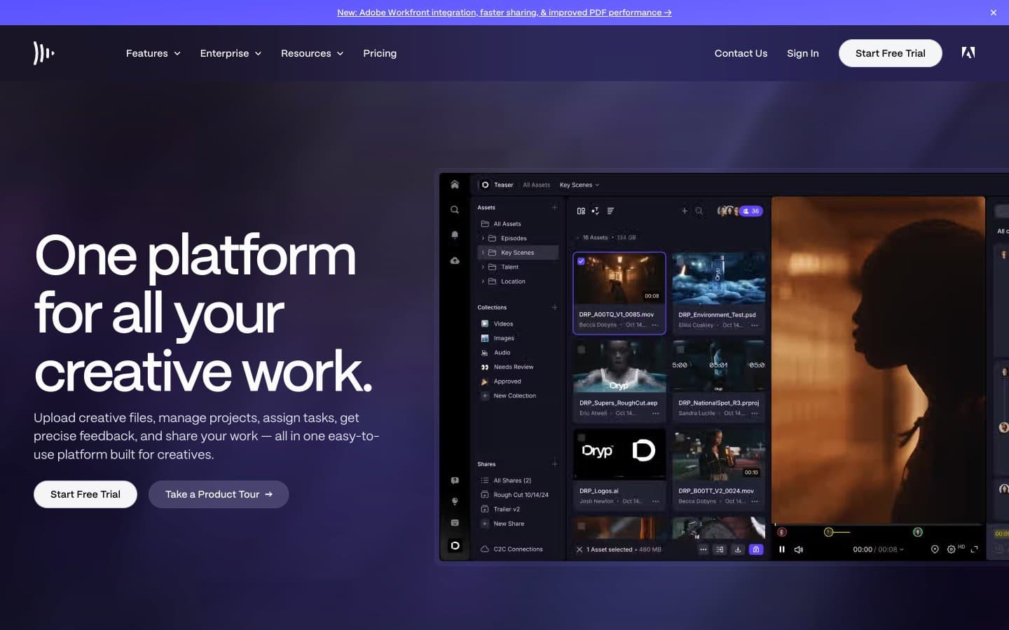 معاينة تصميم موقع Frame.io