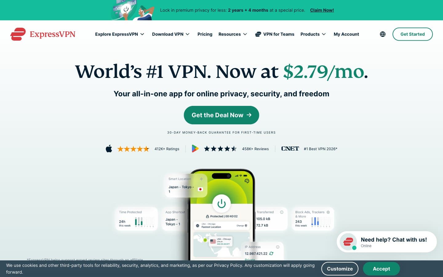 معاينة تصميم موقع ExpressVPN
