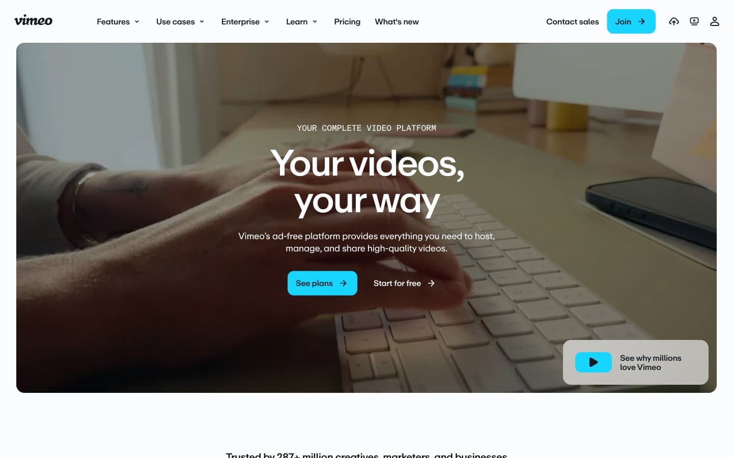 معاينة تصميم موقع Vimeo