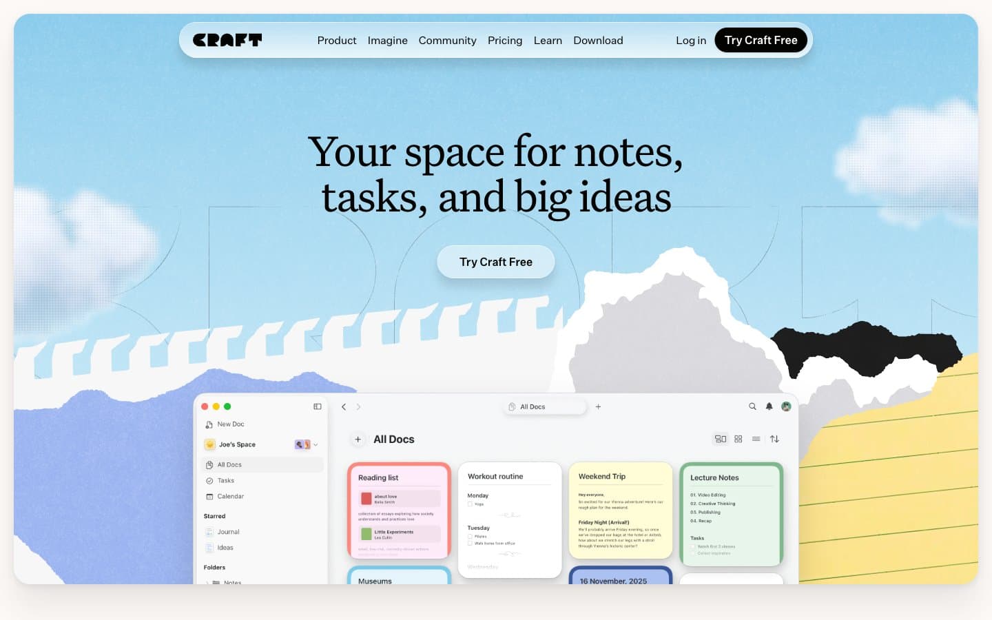 معاينة تصميم موقع Craft Docs