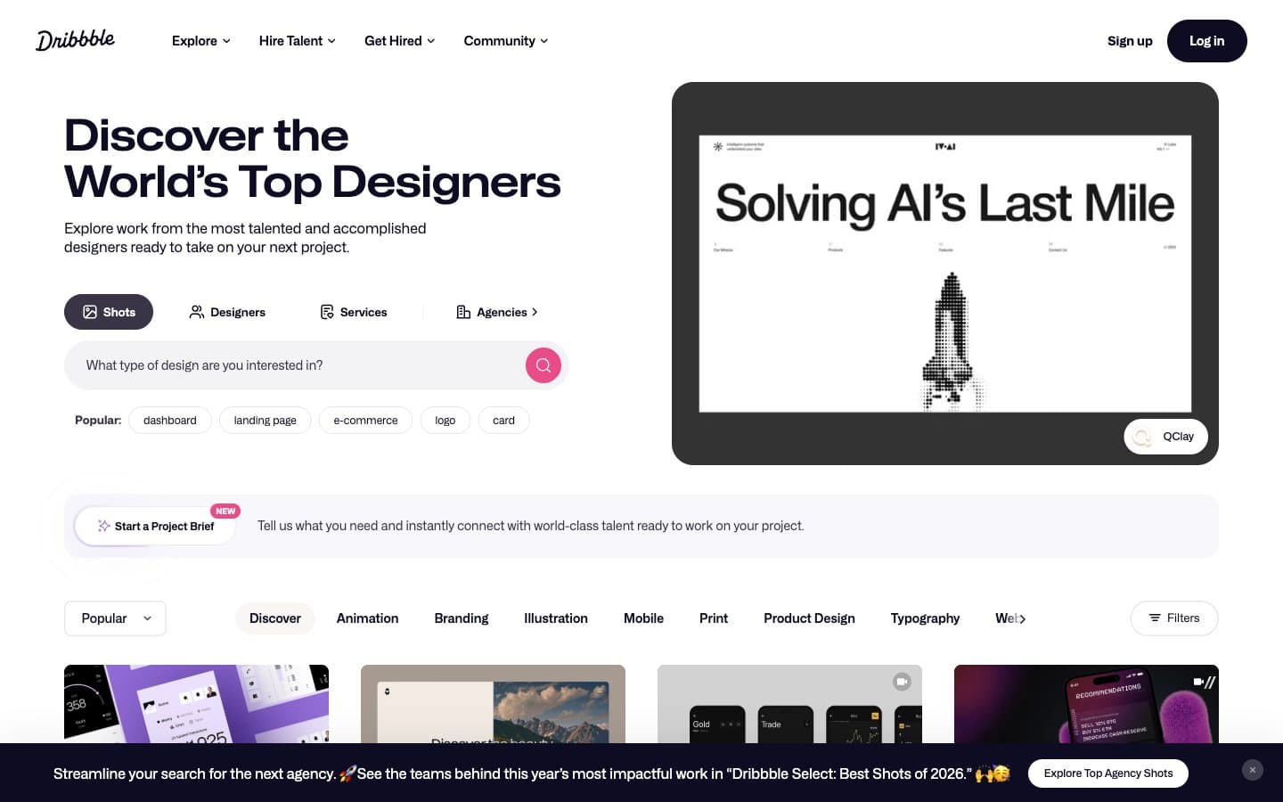 معاينة تصميم موقع Dribbble