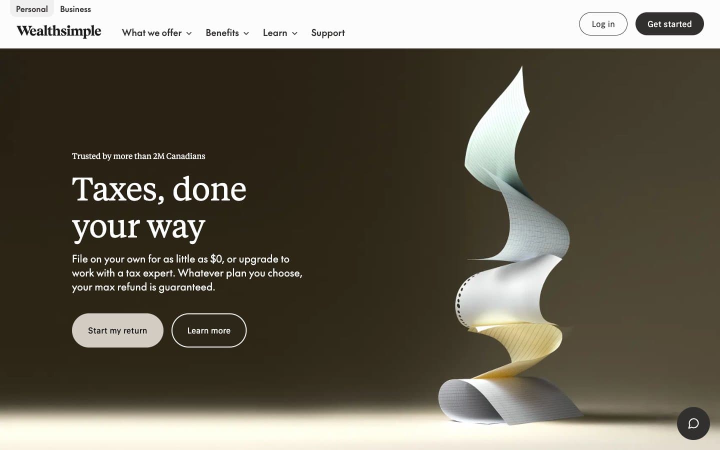 معاينة تصميم موقع Wealthsimple