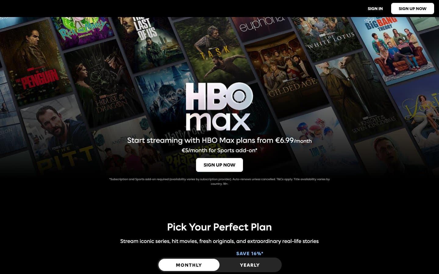 معاينة تصميم موقع HBO Max