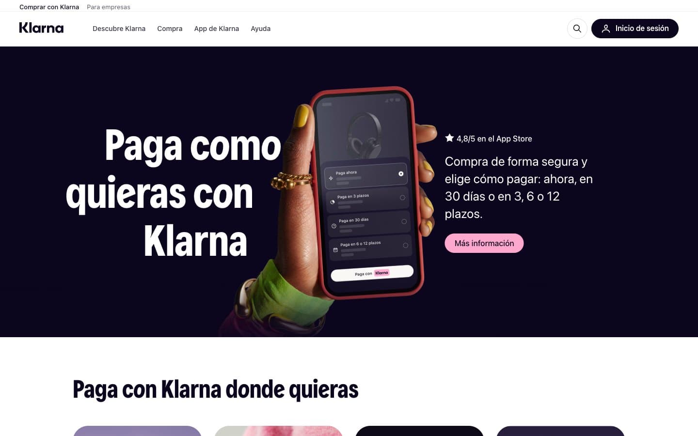 معاينة تصميم موقع Klarna ES