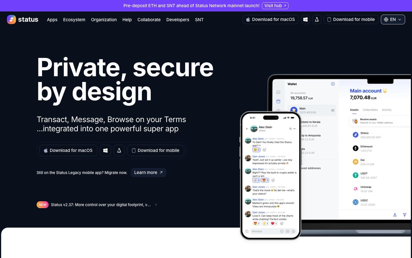 معاينة تصميم موقع Status