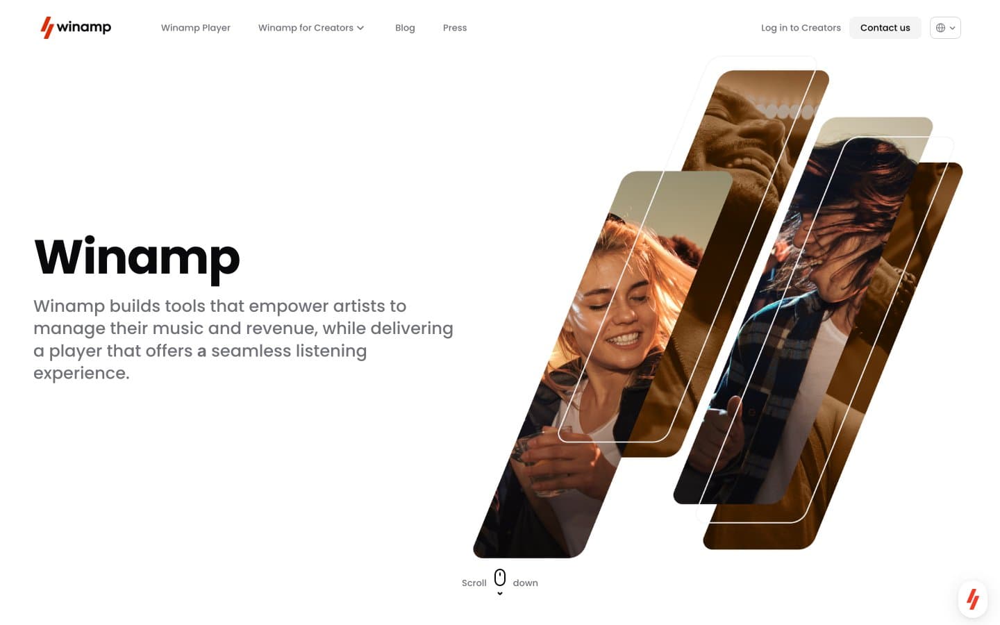 معاينة تصميم موقع Winamp