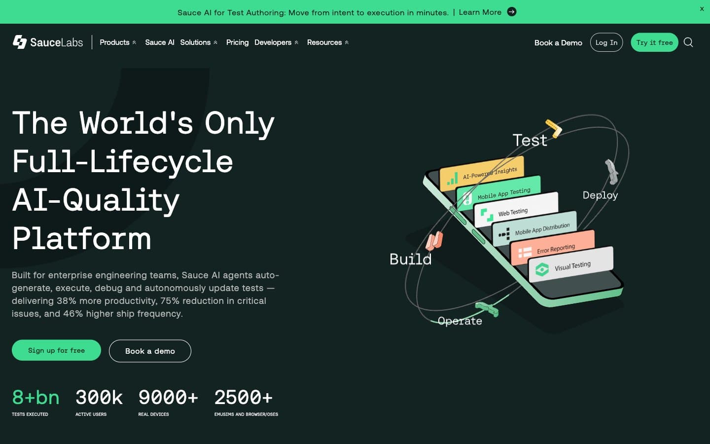 معاينة تصميم موقع Sauce Labs