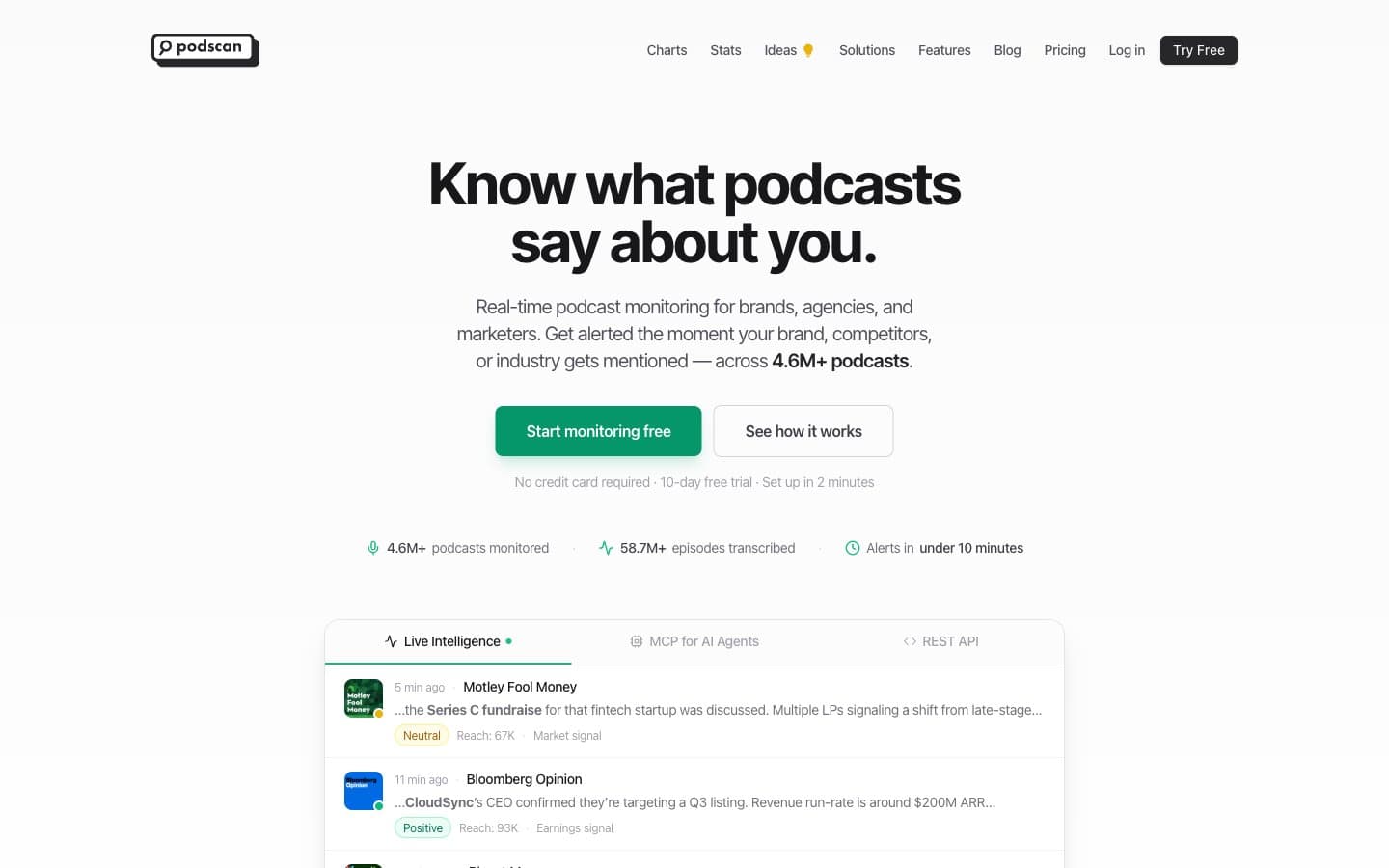 معاينة تصميم موقع Podscan.fm
