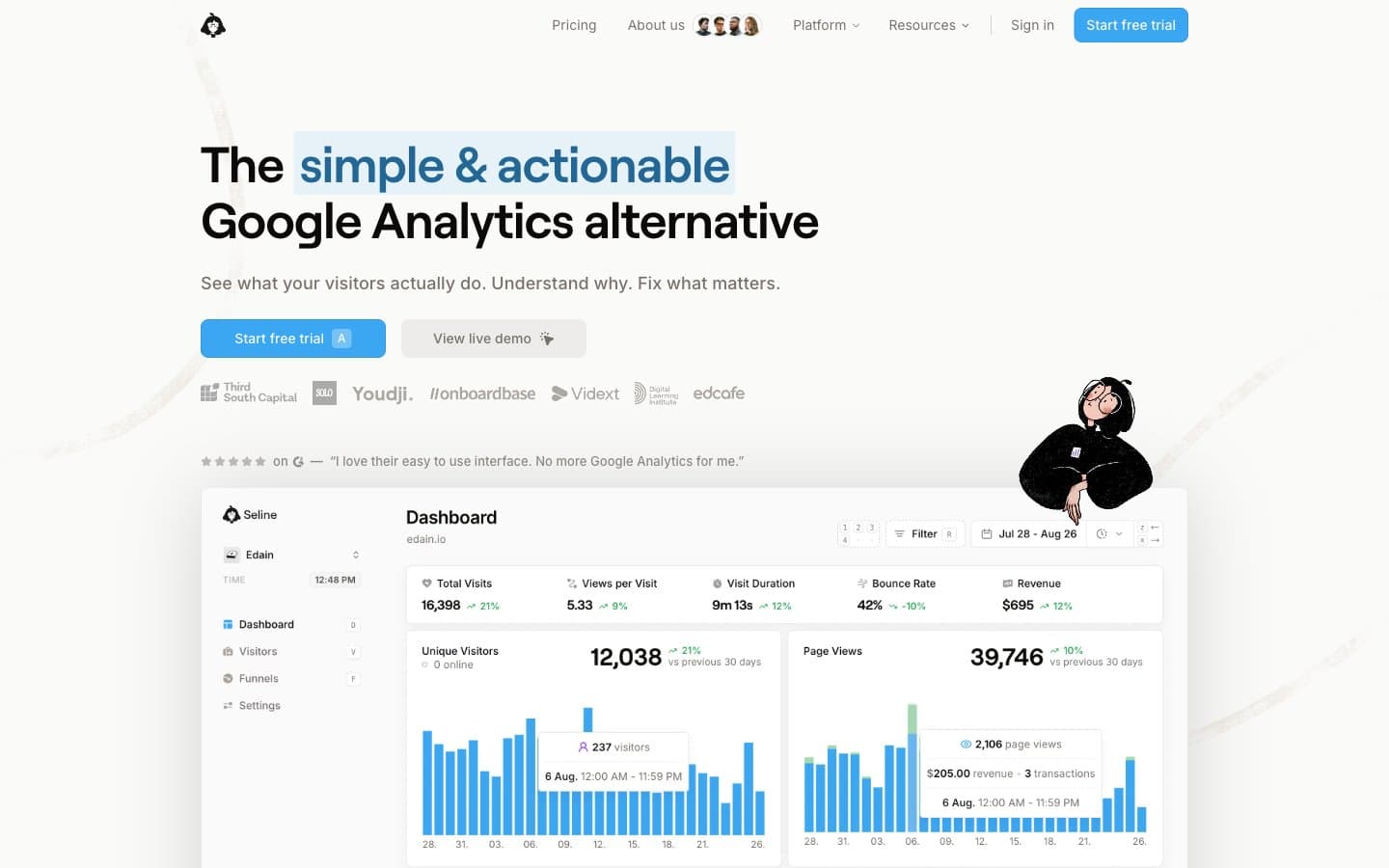 معاينة تصميم موقع Seline Analytics