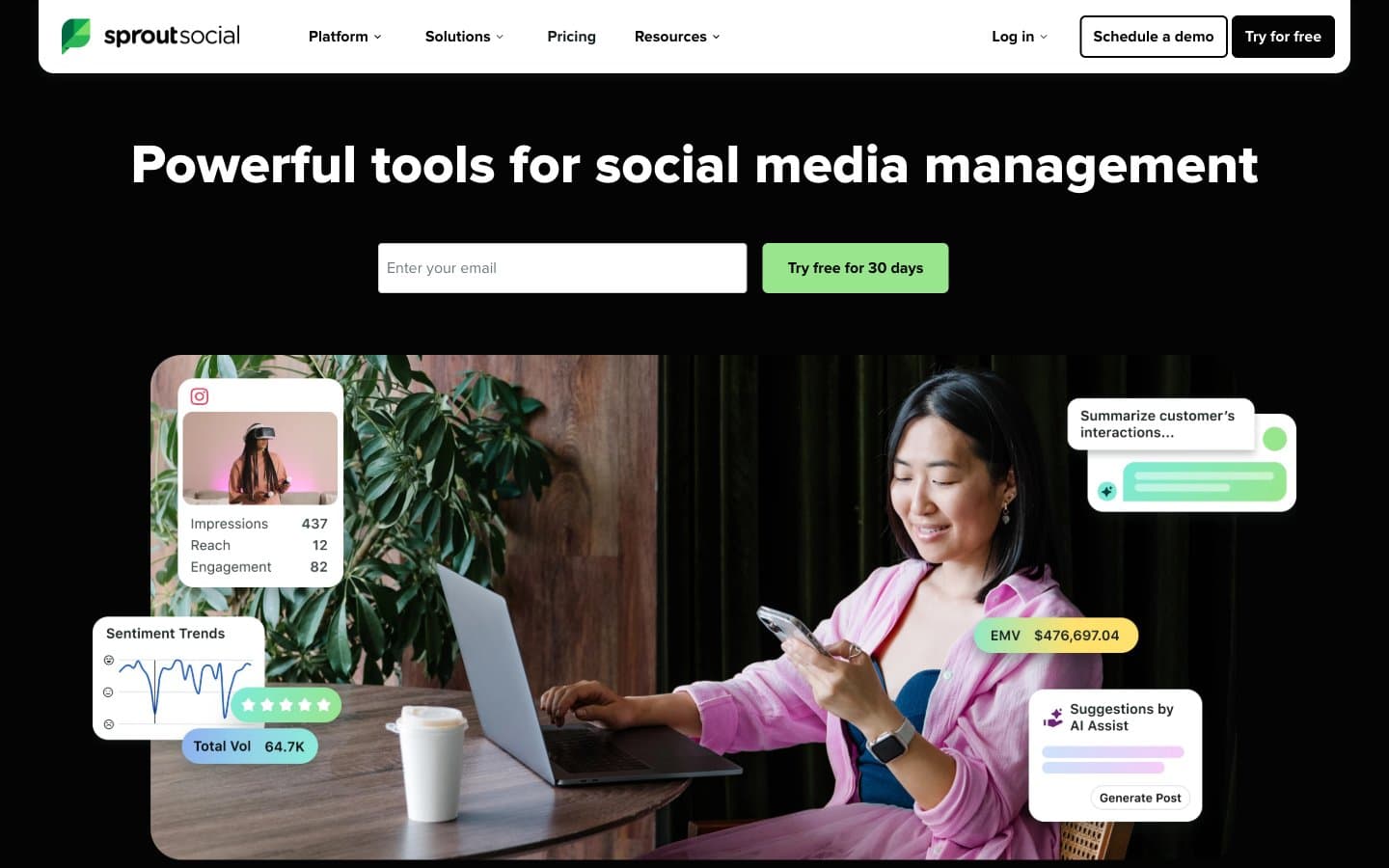 معاينة تصميم موقع Sprout Social
