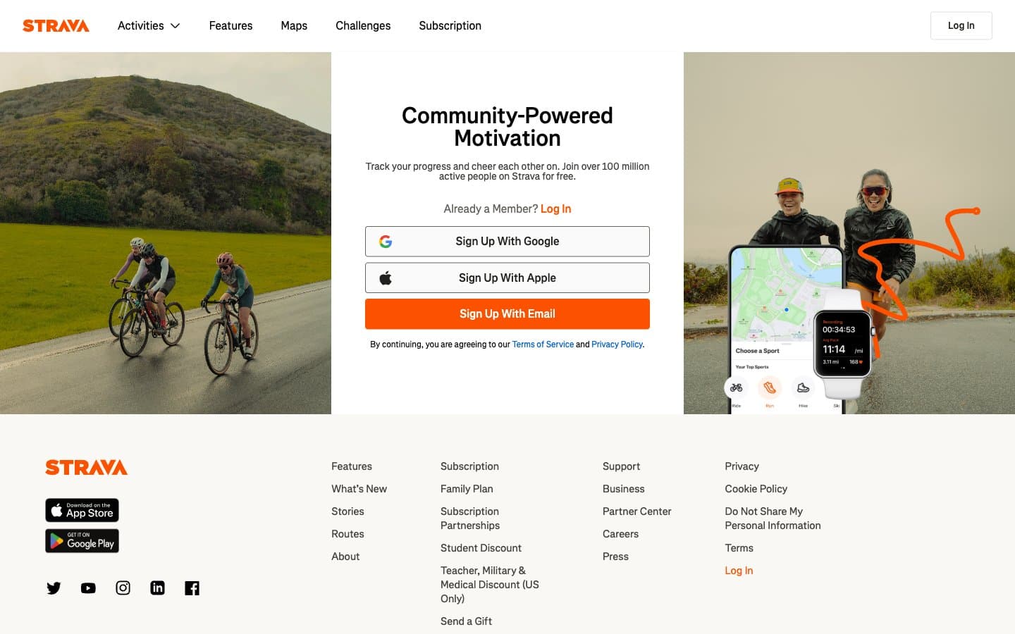 معاينة تصميم موقع Strava