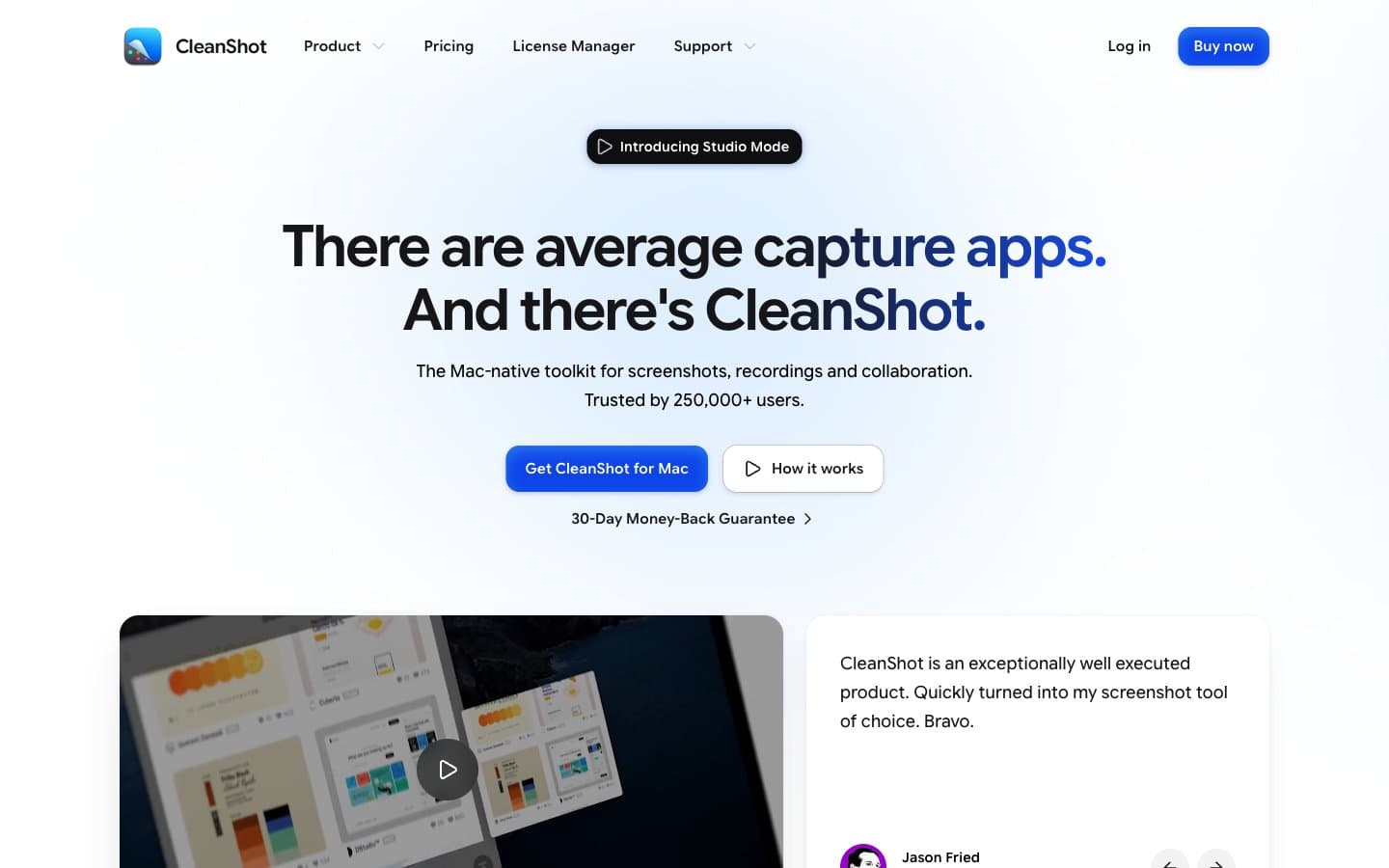 معاينة تصميم موقع CleanShot X