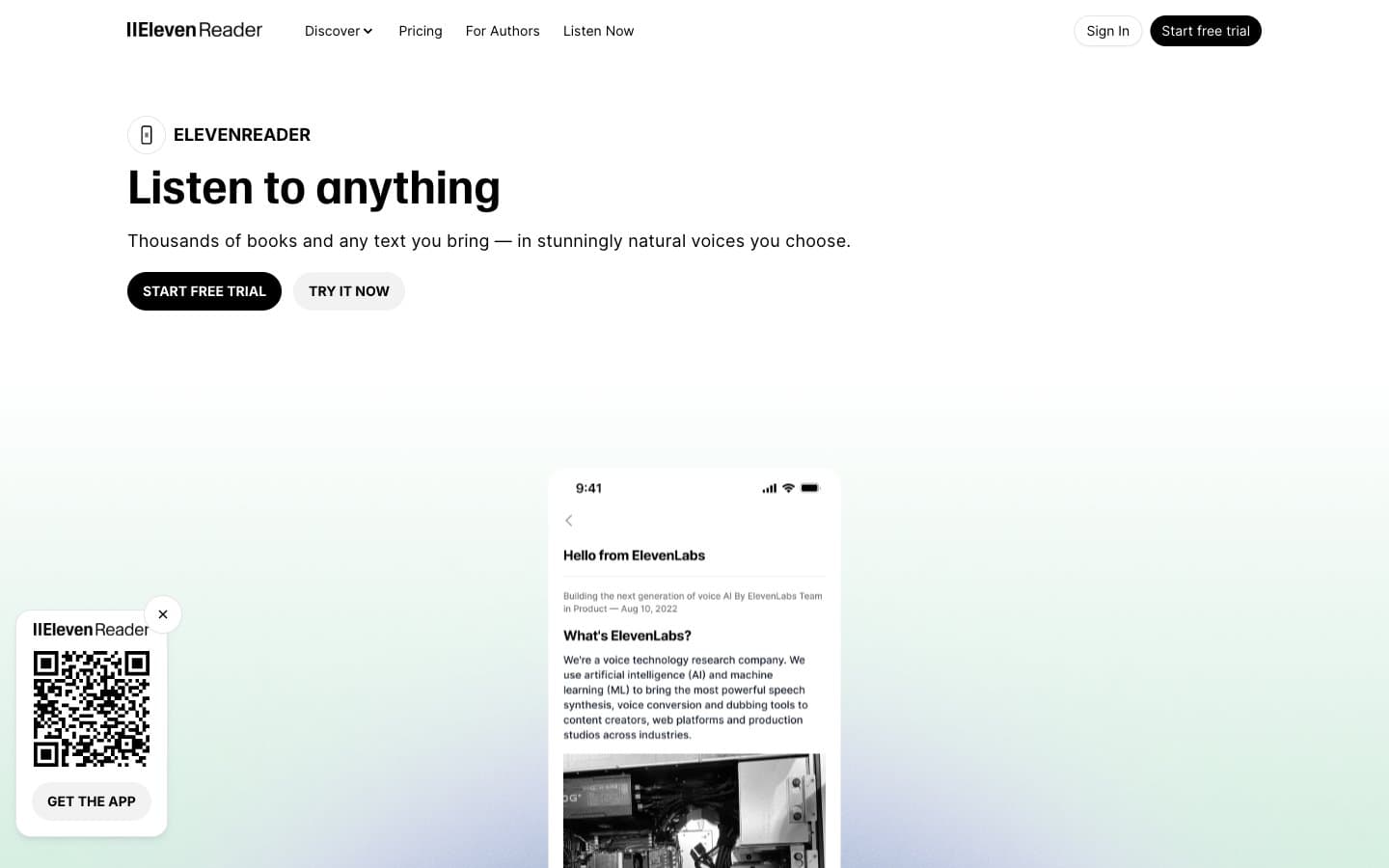 معاينة تصميم موقع ElevenReader