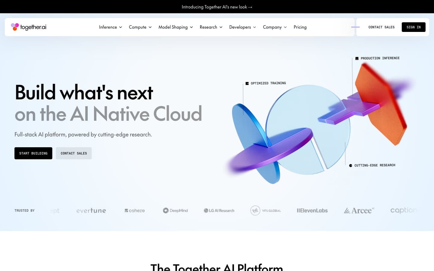 معاينة تصميم موقع Together AI