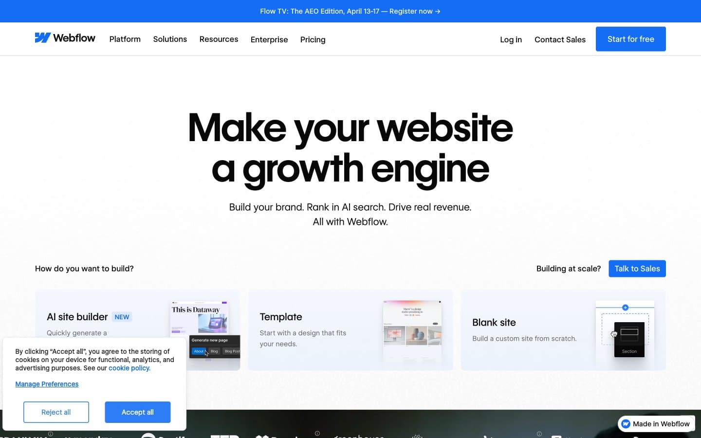 معاينة تصميم موقع Webflow