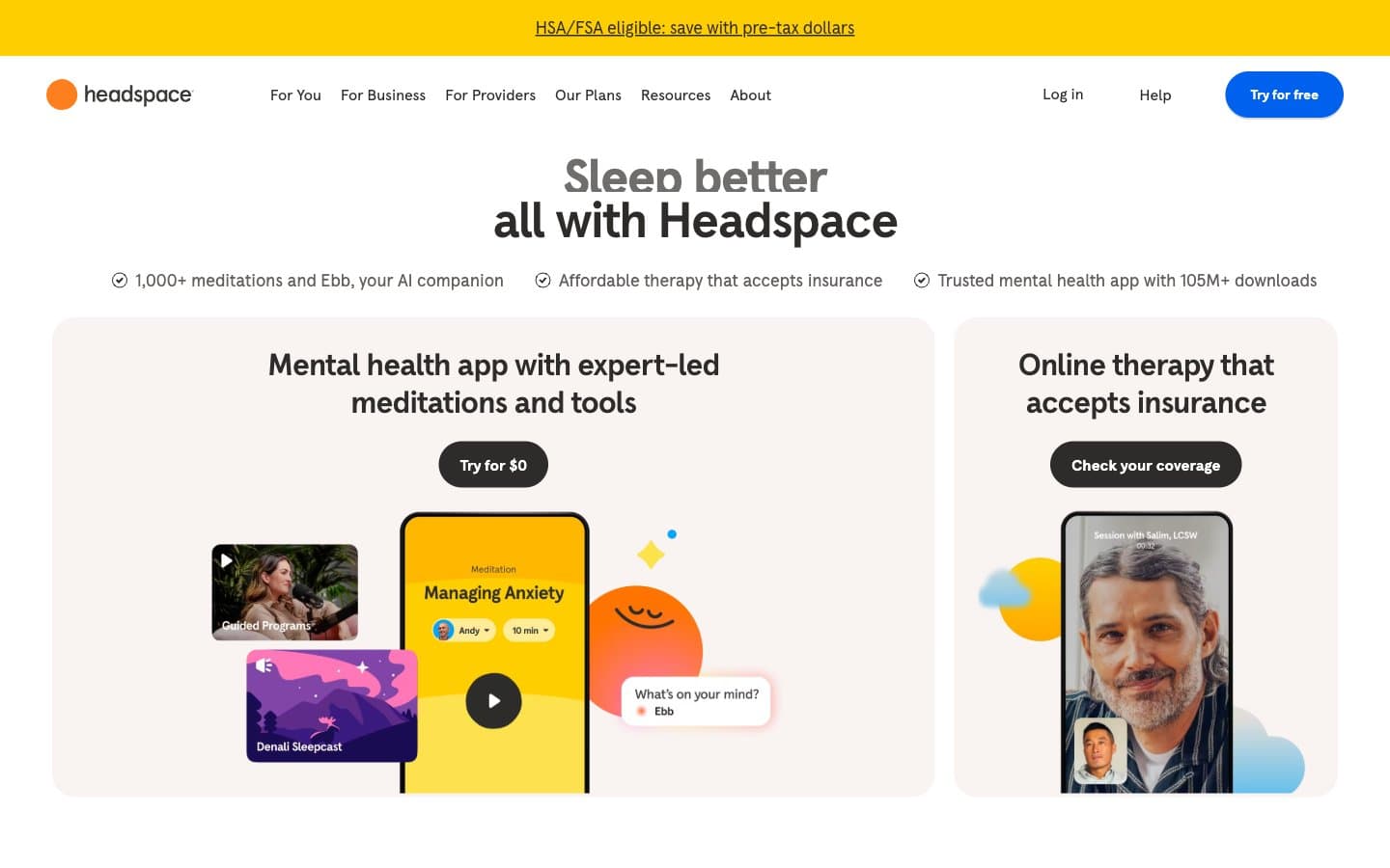 معاينة تصميم موقع Headspace