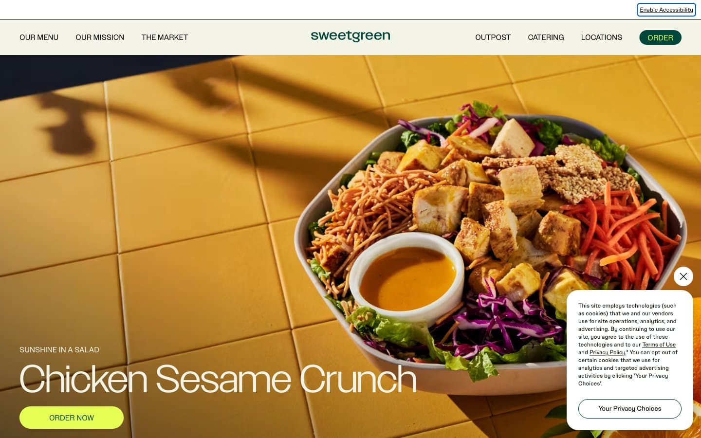 معاينة تصميم موقع sweetgreen