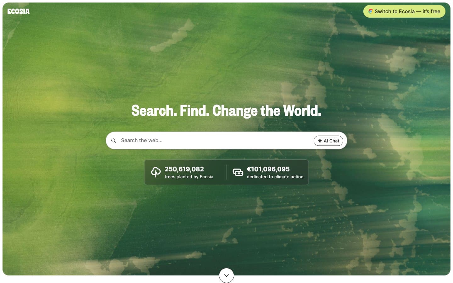 معاينة تصميم موقع Ecosia