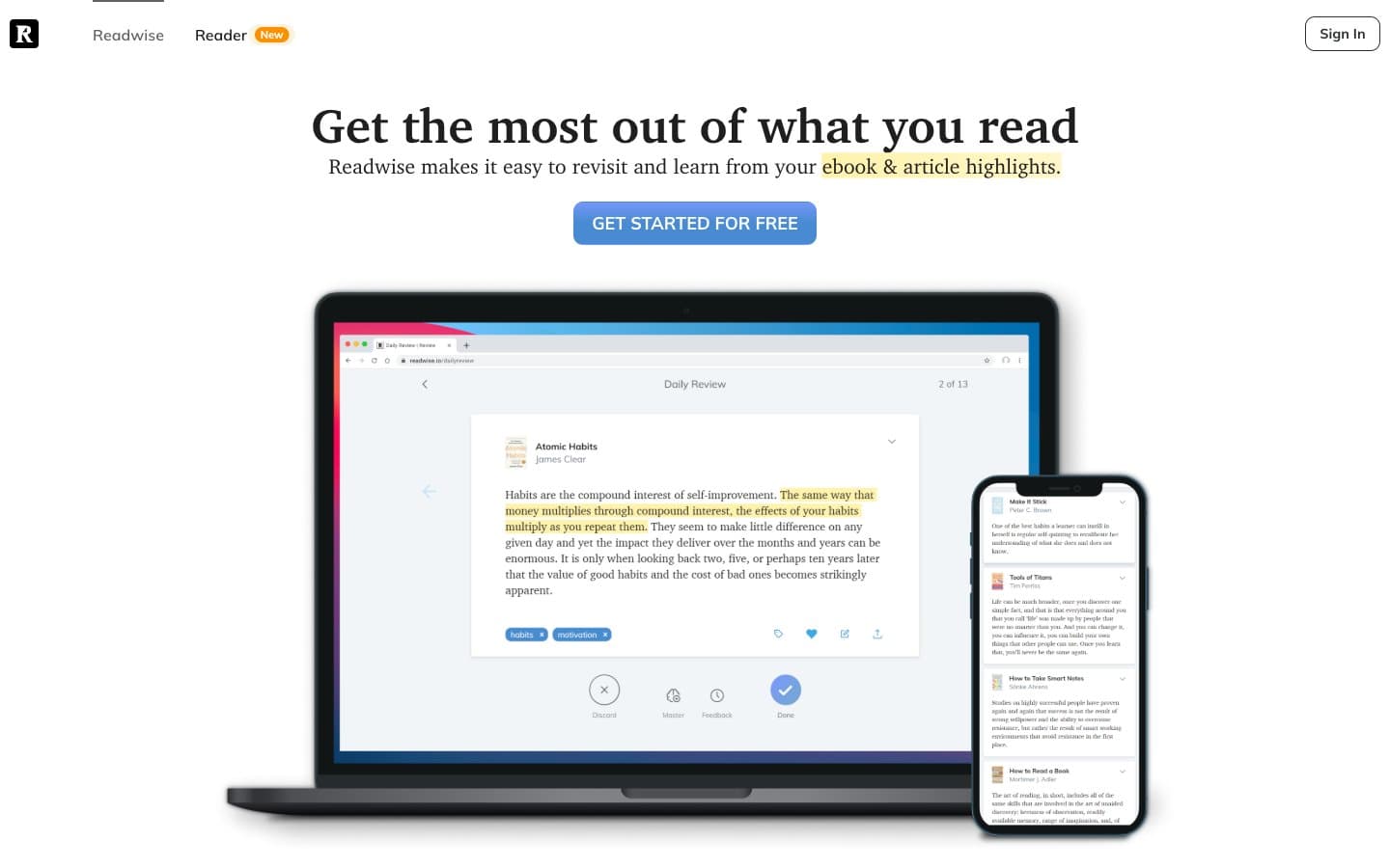 معاينة تصميم موقع Readwise