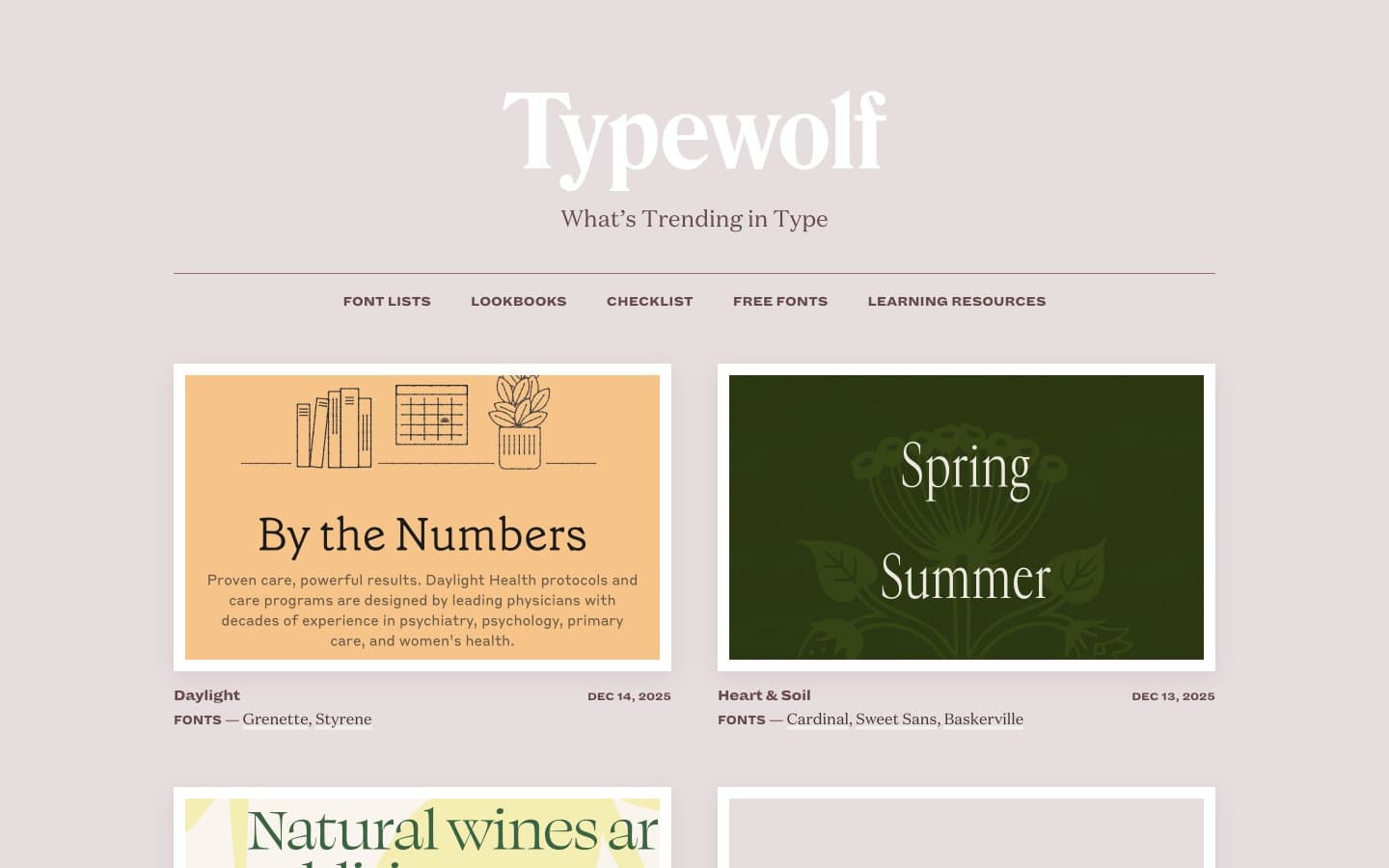 معاينة تصميم موقع Typewolf