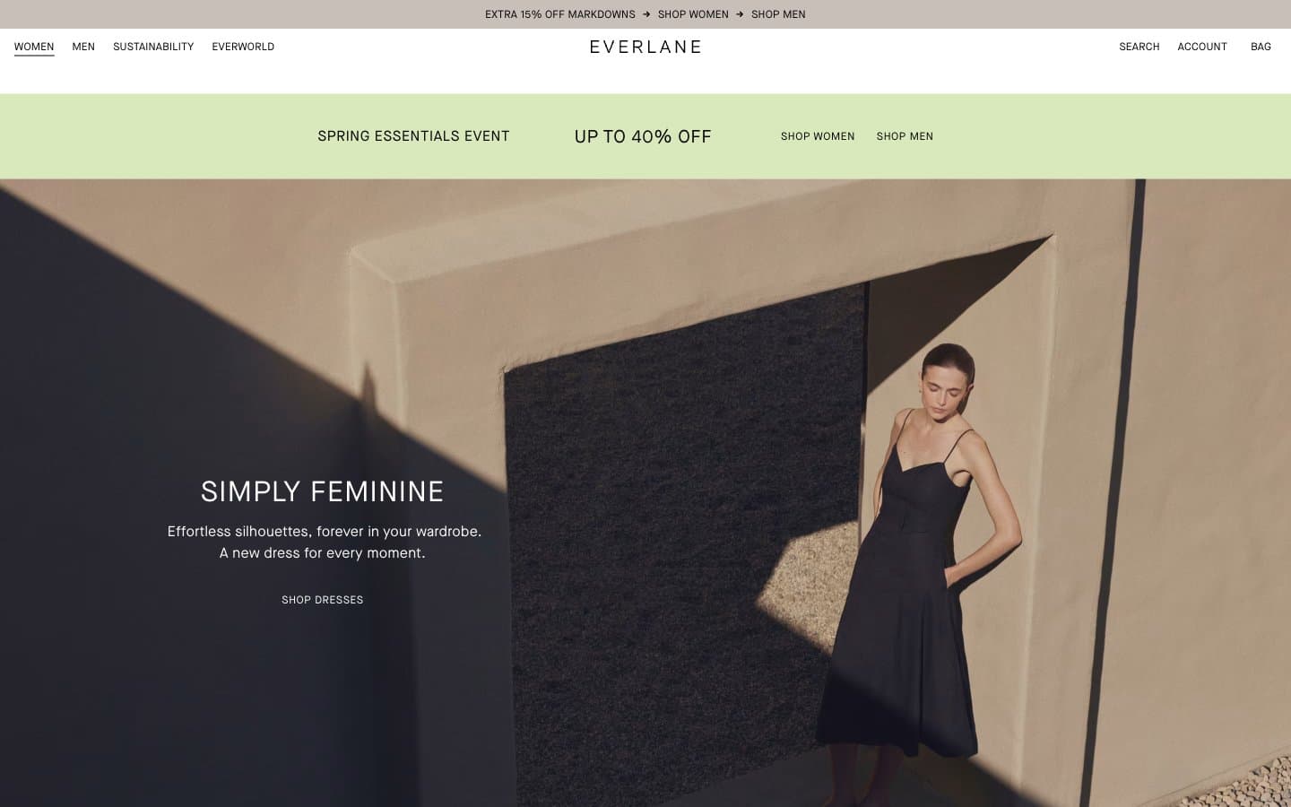 معاينة تصميم موقع Everlane