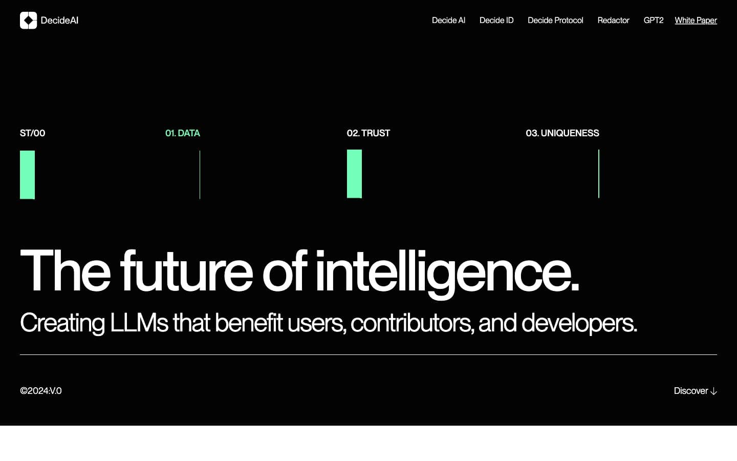 معاينة تصميم موقع Decide AI