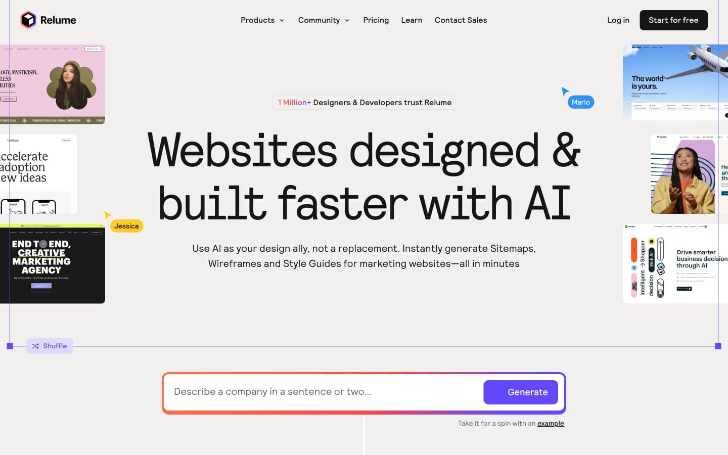 معاينة تصميم موقع Relume