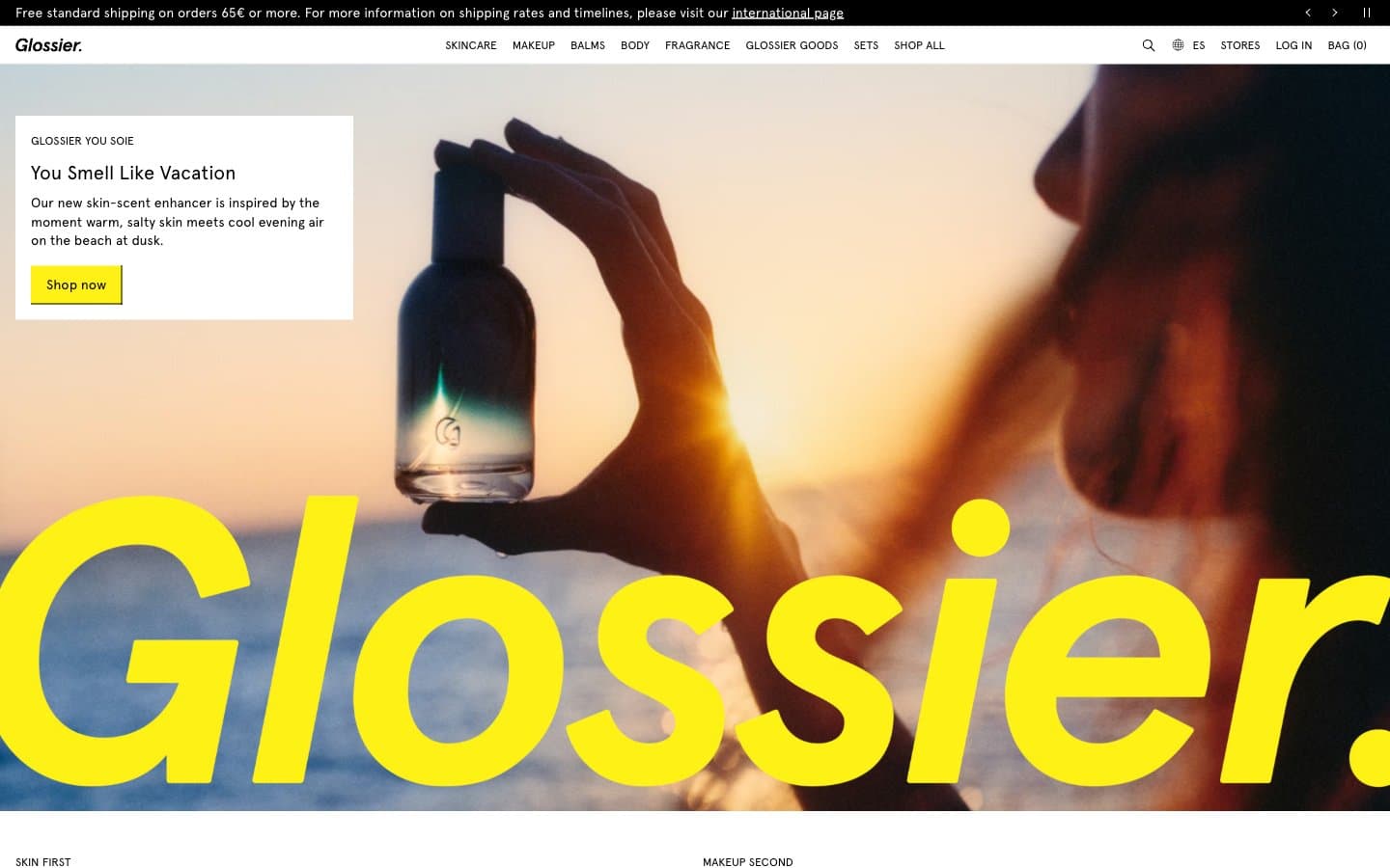 معاينة تصميم موقع Glossier