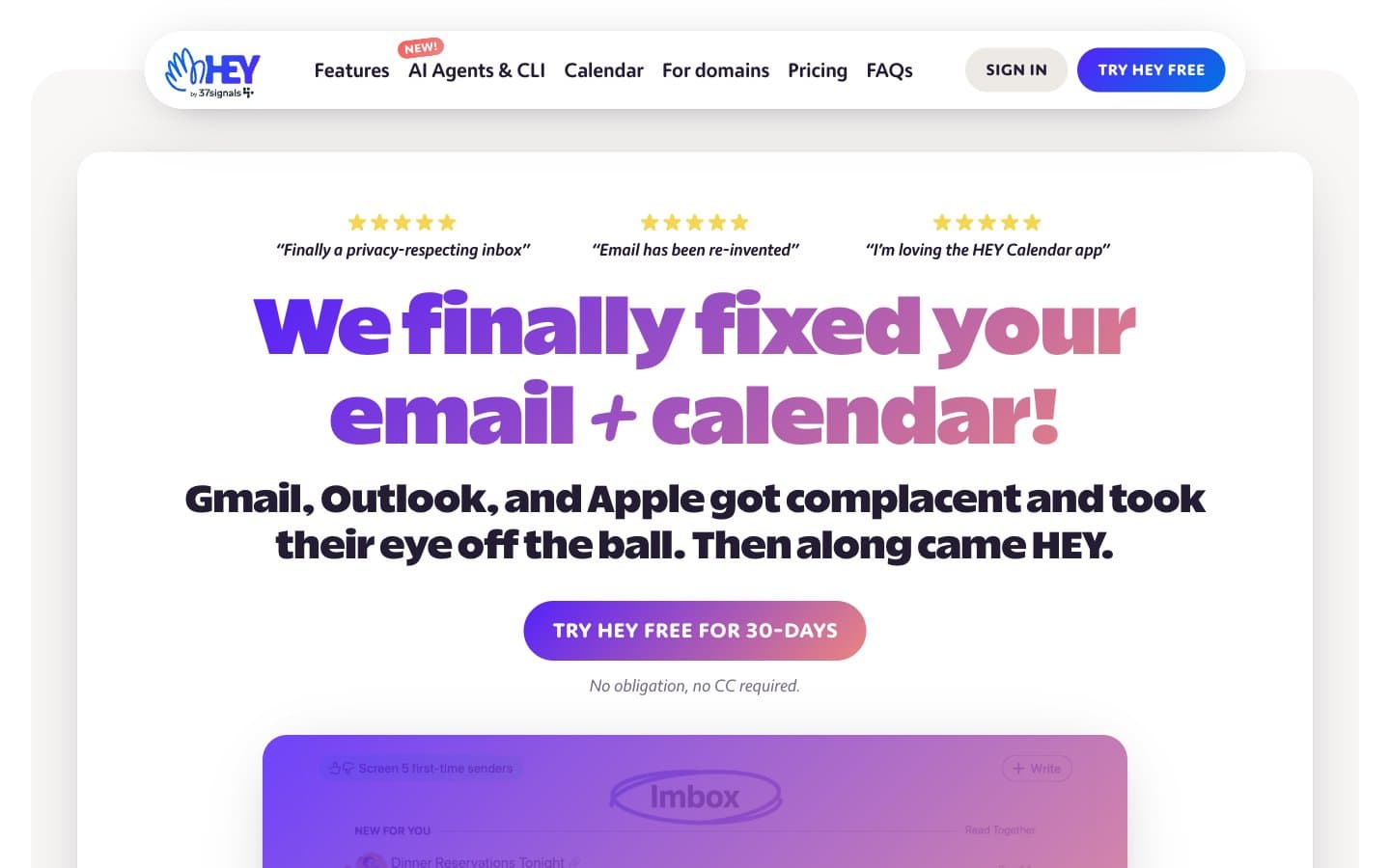 معاينة تصميم موقع HEY
