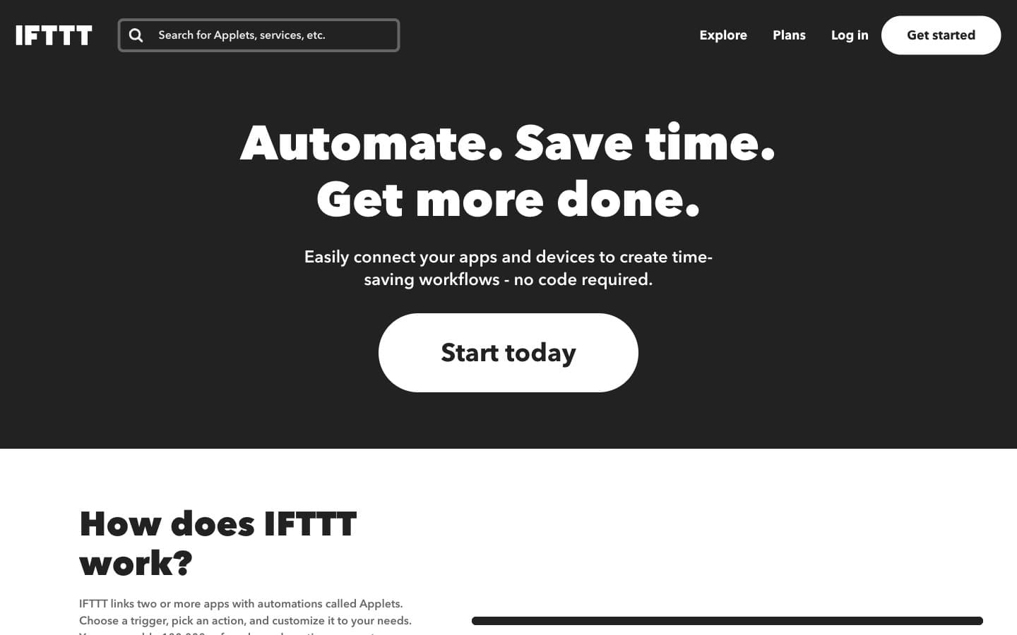معاينة تصميم موقع IFTTT